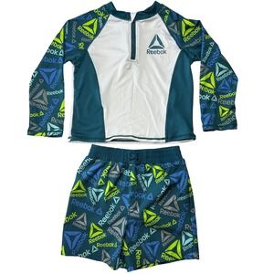 Reebok Kids 5T Swimsuit Set Long Sleeve Rash Guard & Swim Trunks‎